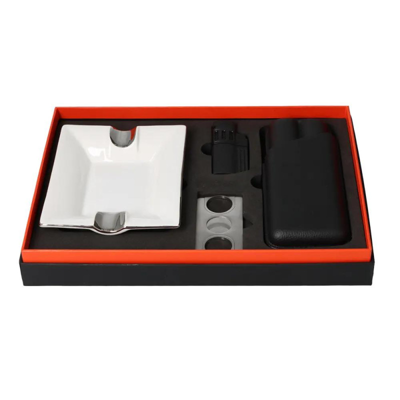 Комплект за пури Angelo, запалка, калъф, пепелник и резачка