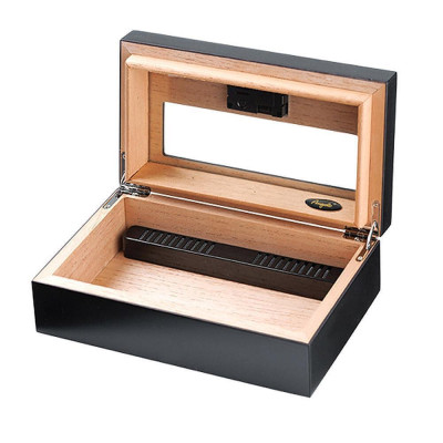 Кутия за пури (хумидор) Angelo Black Matt, с дигитален влагомер и овлажнител