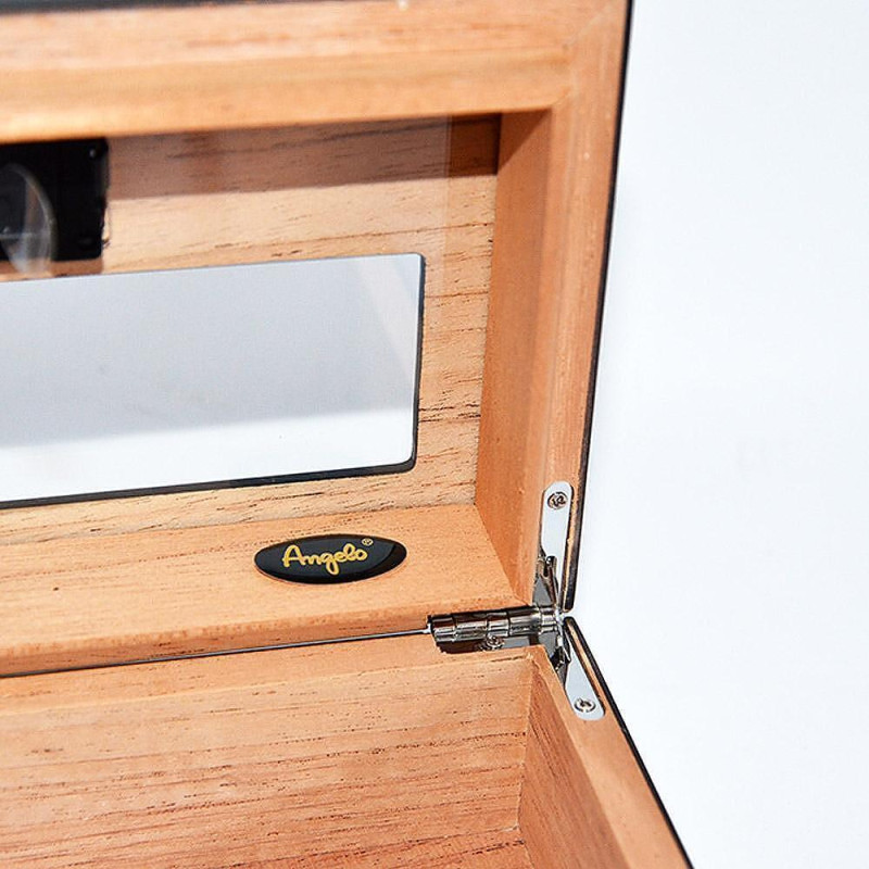 Кутия за пури (хумидор) Angelo Black Matt, с дигитален влагомер и овлажнител