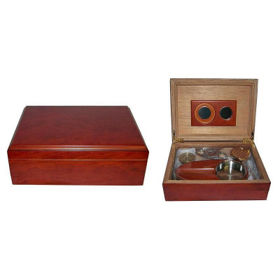 Кутия за пури (хумидор) ZORR, с пепелник и резачка, кафява