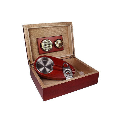 Кутия за пури (хумидор) ZORR, с пепелник и резачка, кафява