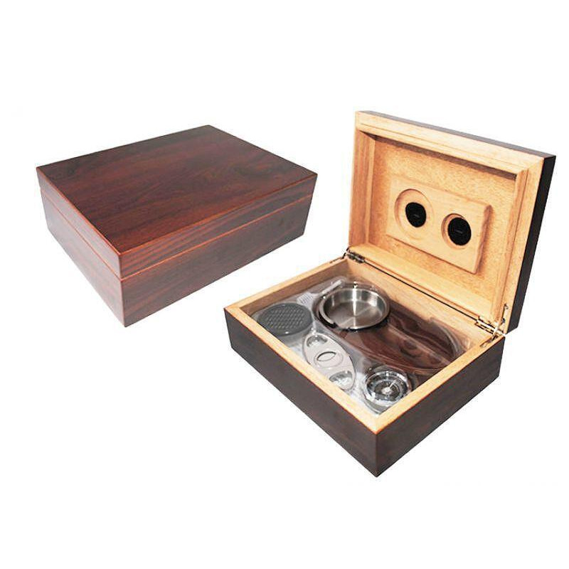 Кутия за пури (хумидор) ZORR, с пепелник и резачка, махагон