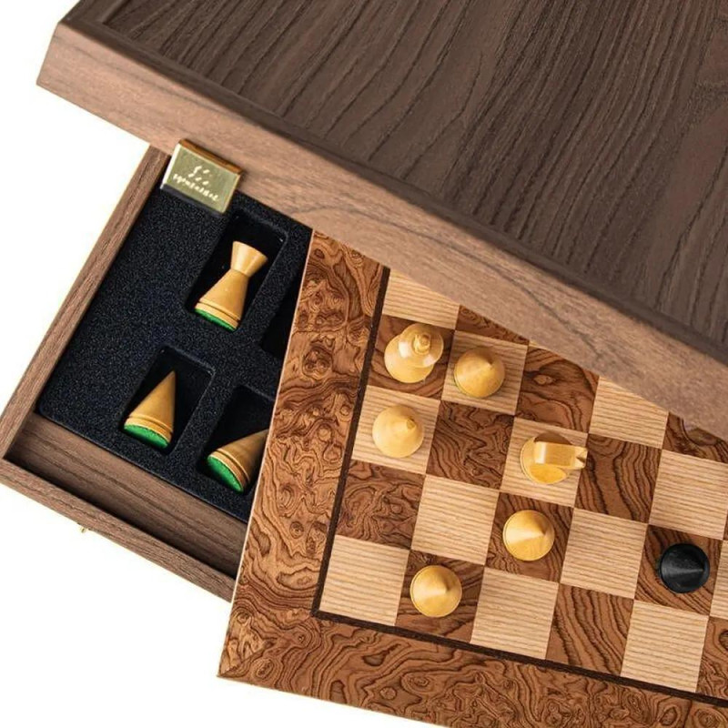 Луксозен ръчно изработен шах Manopoulos - 40x40 см, 7.6 см фигури