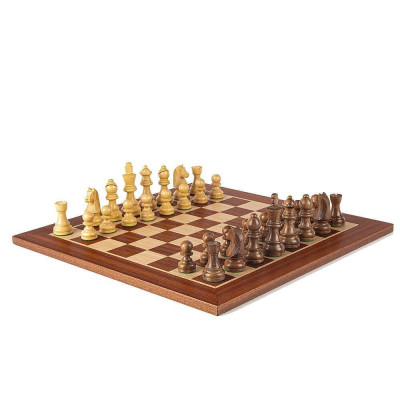 Луксозен ръчно изработен шах Manopoulos Mahogany, 40x40 см, с фигури Staunton
