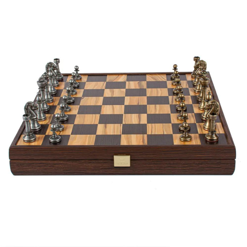 Луксозен шах Manopoulos 35x35 см, с месингови фигури Staunton