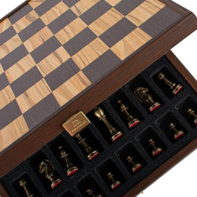 Луксозен шах Manopoulos 35x35 см, с месингови фигури Staunton