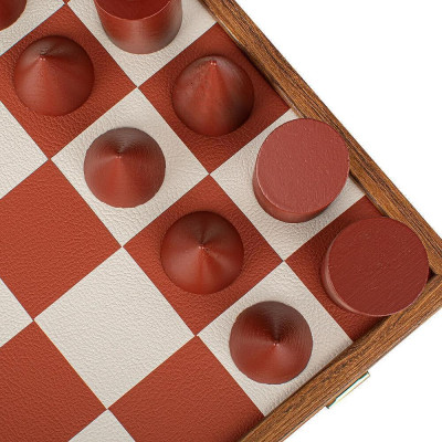 Луксозен шах Manopoulos - Bauhaus Style Terracotta & White, 40x40 см