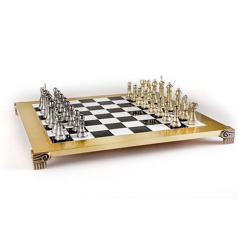 Луксозен шах Manopoulos - Staunton, златист/сребрист, 44x44 см