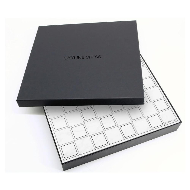 Луксозен шах Skyline Chess - Stainless Steel World Icons Edition, с мраморна дъска