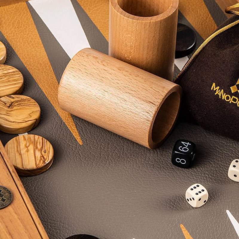 Луксозна табла за игра Manopoulos - Grey Beige Ostrich, eко кожа, 60x48 см