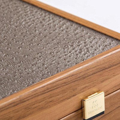 Луксозна табла за игра Manopoulos - Grey Beige Ostrich, eко кожа, 60x48 см