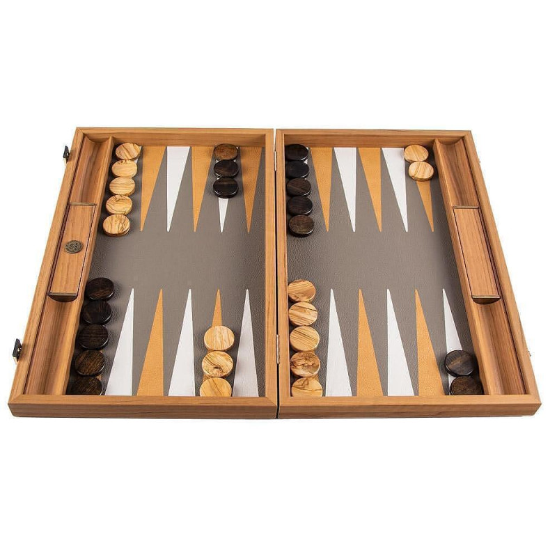 Луксозна табла за игра Manopoulos - Grey Beige Ostrich, eко кожа, 60x48 см