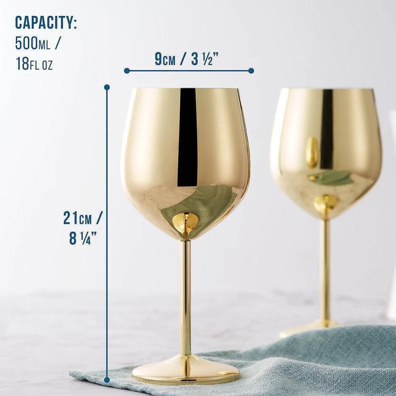 Метални чаши за вино OAK & STEEL - 4 бр. в комплект, златисти