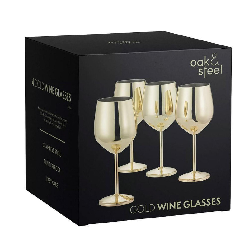 Метални чаши за вино OAK & STEEL - 4 бр. в комплект, златисти