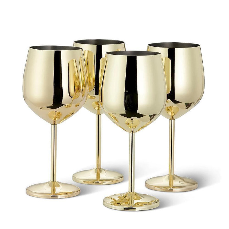 Метални чаши за вино OAK & STEEL - 4 бр. в комплект, златисти