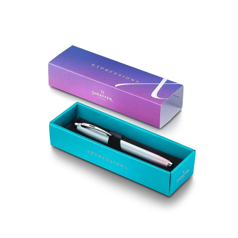 Писалка Sheaffer 100 - Expressions, Chrome-Plated Trims, синя/розова, F перо