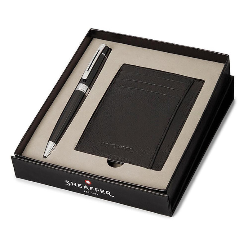 Комплект Sheaffer - химикалка 300 Black CT и калъф за кредитни карти и документи