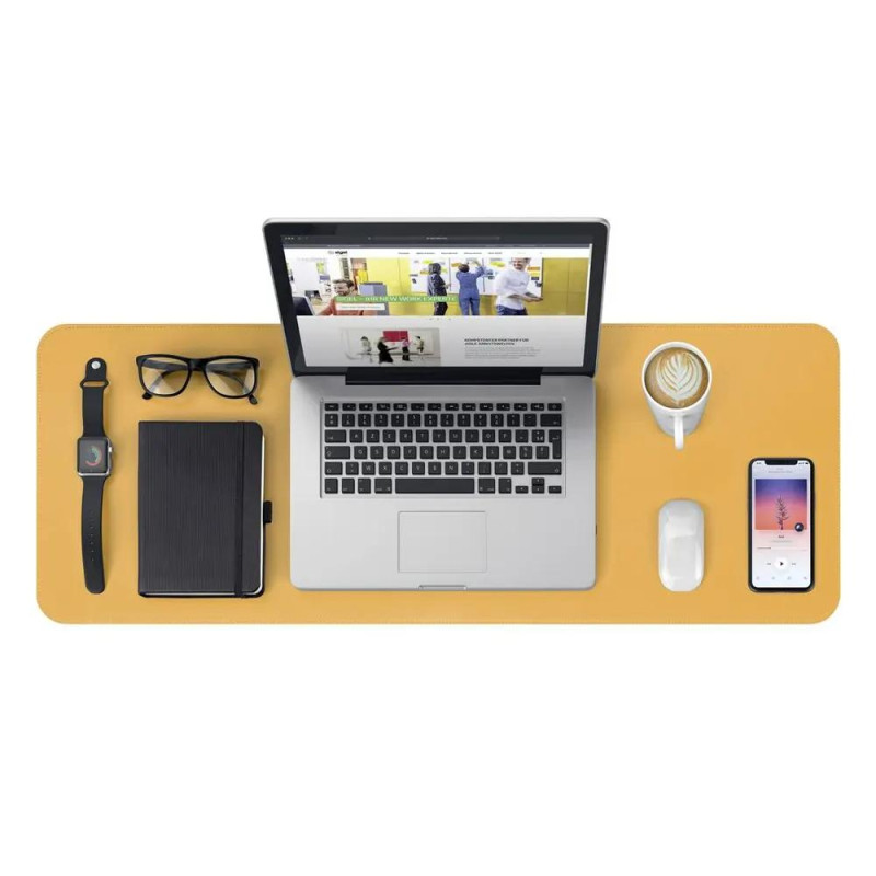 Подложка за бюро Sigel, 80 x 30 см, водоустойчива, жълта/сива
