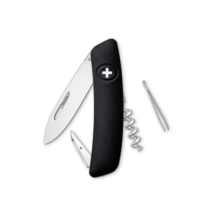 Швейцарско ножче SWIZA - D02, 7.5см острие, 6x функции, черно