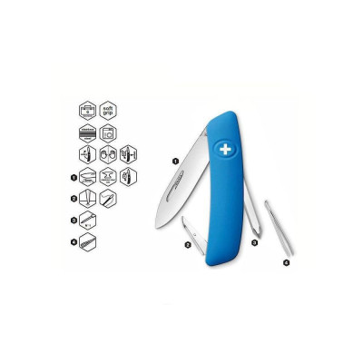 Швейцарско ножче SWIZA - D02, 7.5см острие, 6x функции, синьо