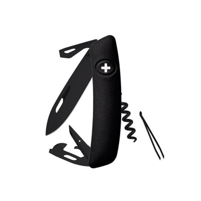Швейцарско ножче SWIZA - D03 All Black, 7.5см острие, 11x функции, черно