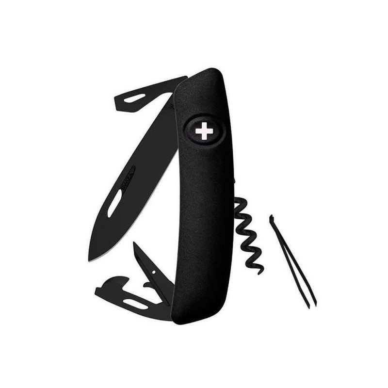 Швейцарско ножче SWIZA - D03 All Black, 7.5см острие, 11x функции, черно