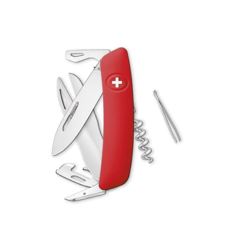 Швейцарско ножче SWIZA - D07, 7.5см острие, 12x функции, червено