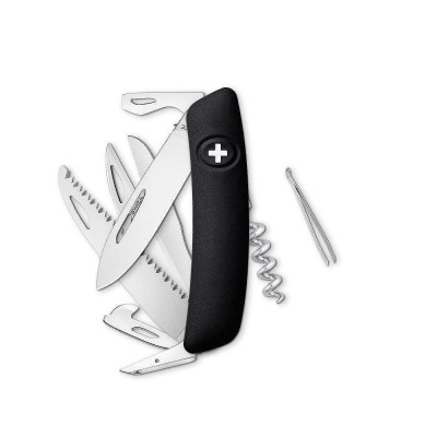 Швейцарско ножче SWIZA - D09, 7.5см острие, 13x функции, черно