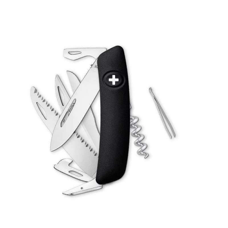 Швейцарско ножче SWIZA - D09, 7.5см острие, 13x функции, черно