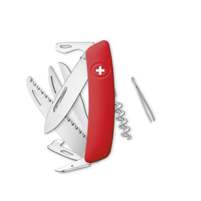 Швейцарско ножче SWIZA - D09, 7.5см острие, 13x функции, червено