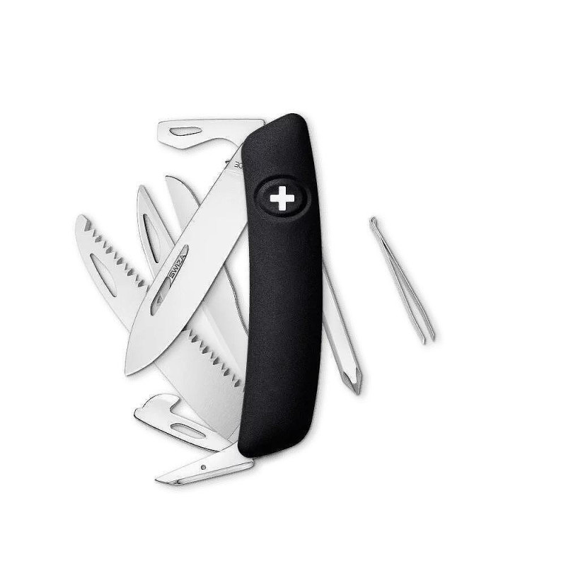 Швейцарско ножче SWIZA - D10, 7.5см острие, 13x функции, черно
