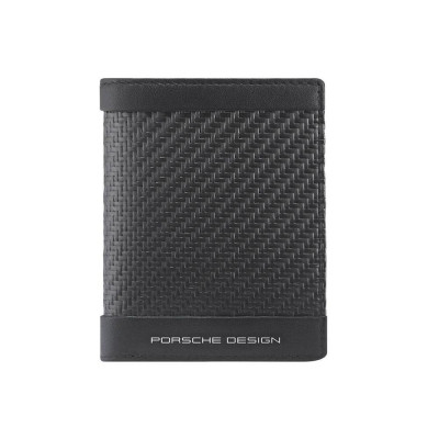 Вертикален малък портфейл Porsche Design - Carbon 6CC, с RFID защита, черен