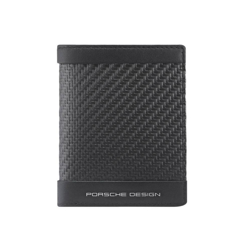 Вертикален малък портфейл Porsche Design - Carbon 6CC, с RFID защита, черен