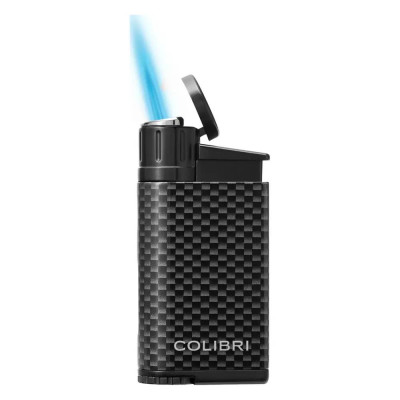 Запалка Colibri - Evo, единичен Jet пламък, черна, карбонова текстура