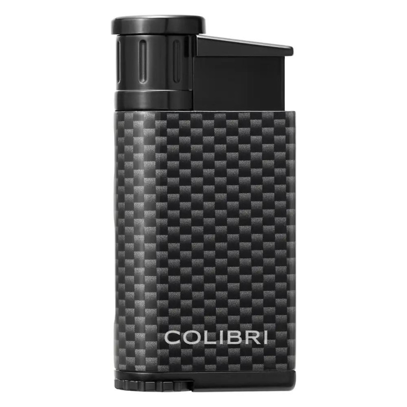 Запалка Colibri - Evo, единичен Jet пламък, черна, карбонова текстура