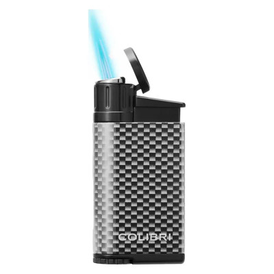 Запалка Colibri - Evo, единичен Jet пламък, черно-бяла, карбонова текстура