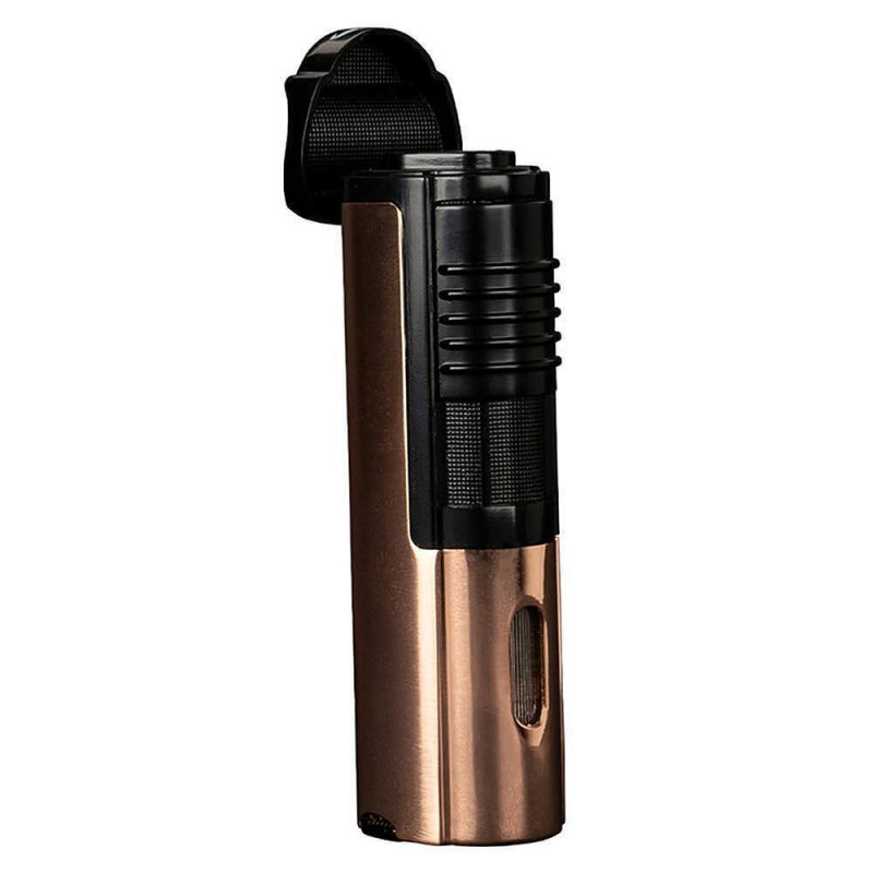 Запалка Formula - Crocodile Avanti, троен jet пламък, поставка за пури, черна-розово злато