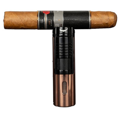 Запалка Formula - Crocodile Avanti, троен jet пламък, поставка за пури, черна-розово злато