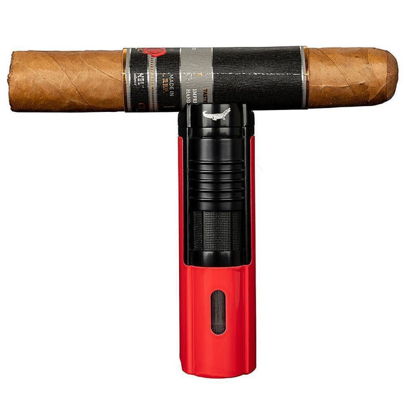 Запалка Formula - Crocodile Avanti, троен jet пламък, поставка за пури, червена