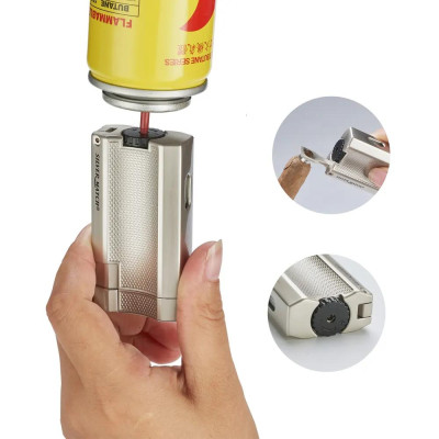 Запалка Silver Match - Beige, с пънч и поставка за пура