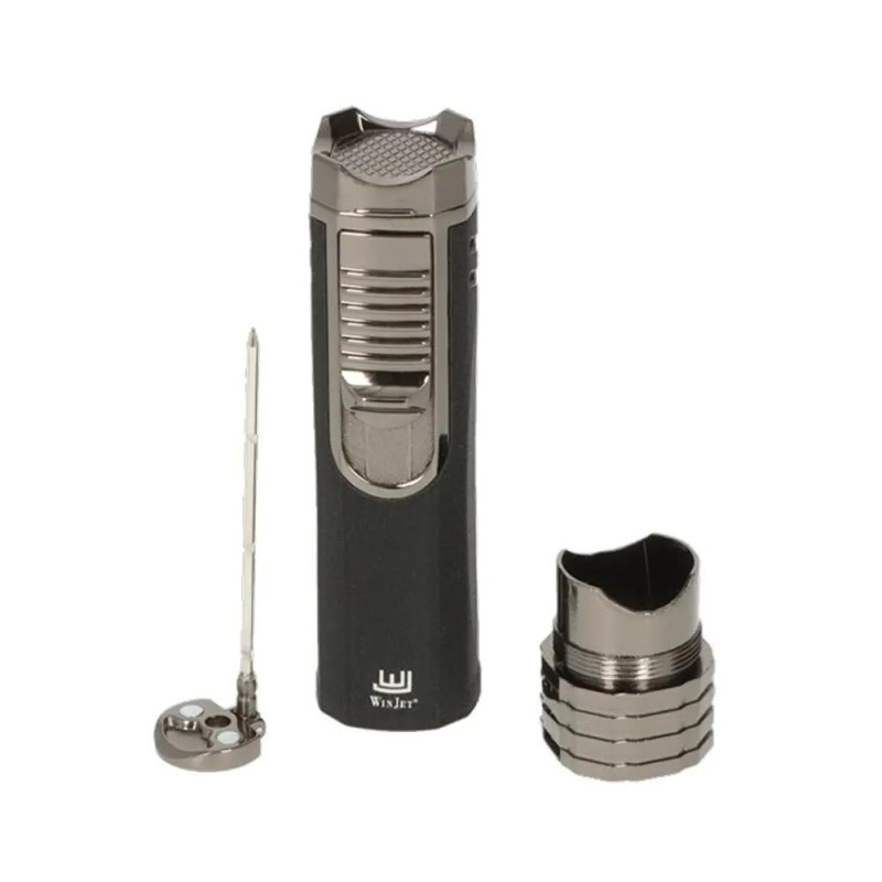 Запалка WinJet - Black Crackle/Anthrazit, с вградени пънч и поставка за пури