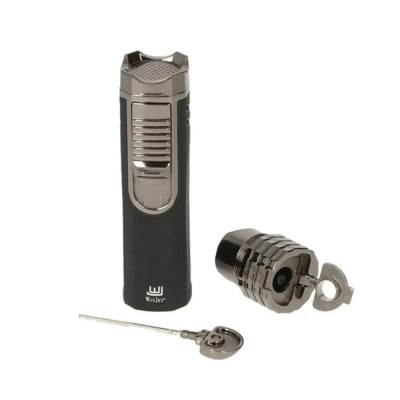 Запалка WinJet - Black Crackle/Anthrazit, с вградени пънч и поставка за пури