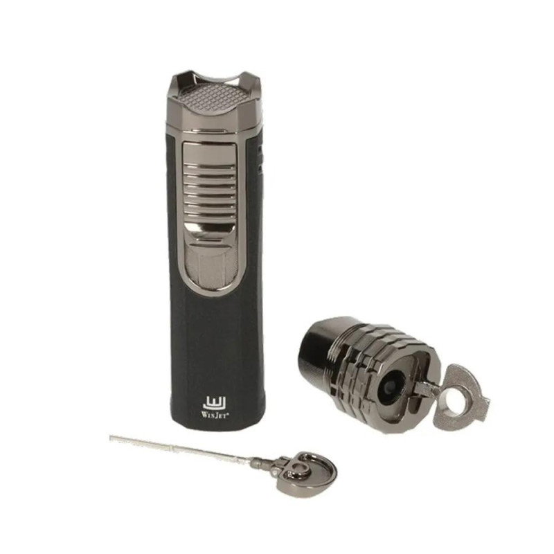 Запалка WinJet - Black Crackle/Anthrazit, с вградени пънч и поставка за пури