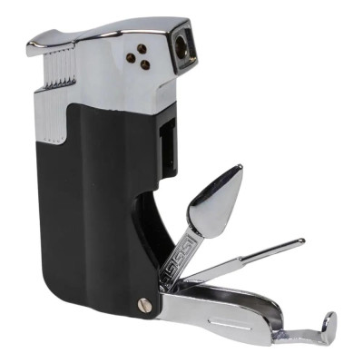 Запалка за лула Jean Claude - Philip, с вградени инструменти, хром-черен мат