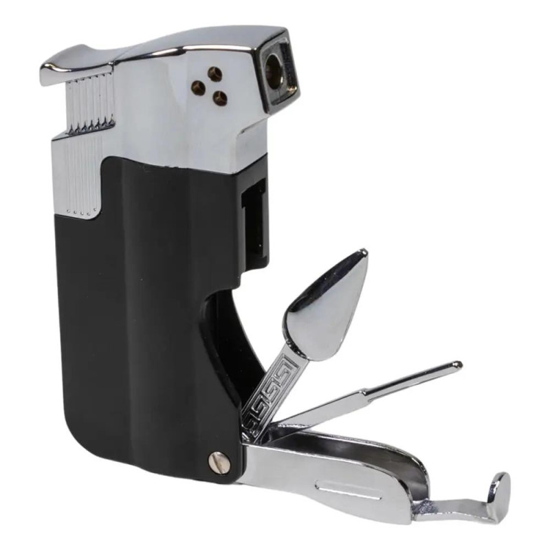 Запалка за лула Jean Claude - Philip, с вградени инструменти, хром-черен мат