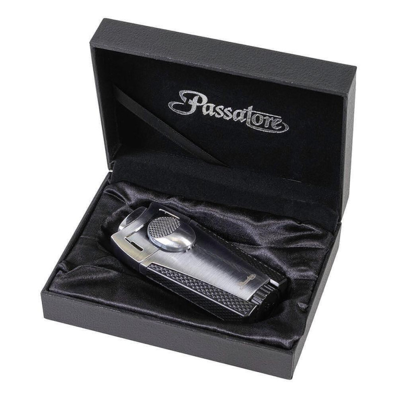 Запалка за пури Passatore - Ryan, двоен Jet пламък, сива-черна