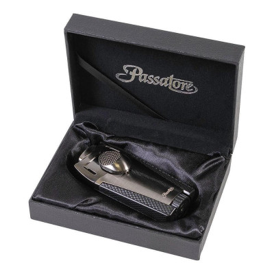 Запалка за пури Passatore - Ryan, двоен Jet пламък, тъмносива-черна