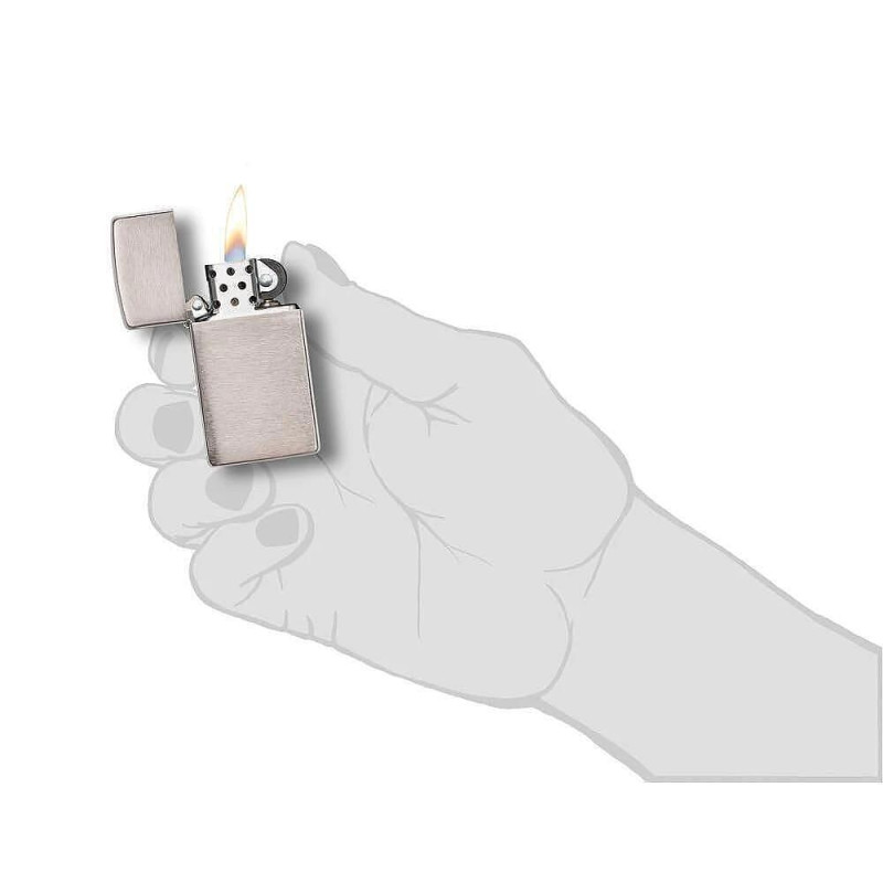 Запалка Zippo 1600  Brushed Chrome, Slim