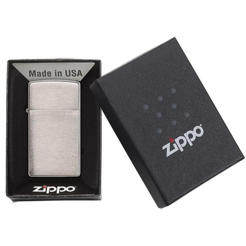 Запалка Zippo 1600  Brushed Chrome, Slim