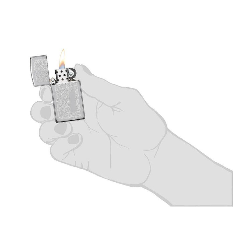 Запалка Zippo 1652 Venetian Polished Chrome, Slim